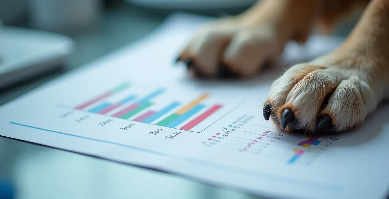 Close-up of DNA test results showing mixed breed percentages
