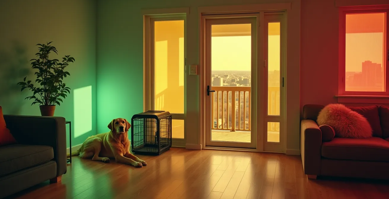 Overhead view showing strategic crate placement in an open-concept Canadian home layout
