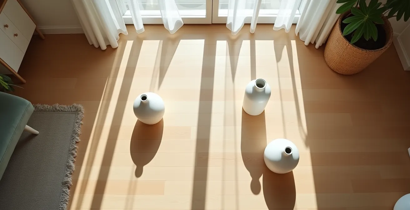 Strategic diffuser placement map showing airflow patterns in open-concept home