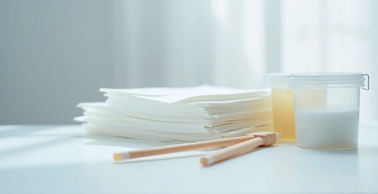 Close-up macro shot of clean collection containers and tools for veterinary sample collection
